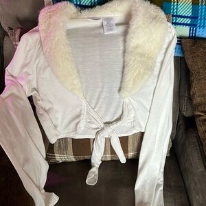 Vintage No boundaries furry collared short tie top